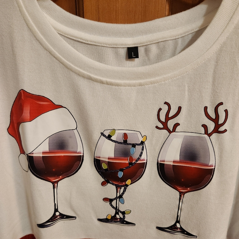 CHRISTMAS TUNIC, Wine theme, size L